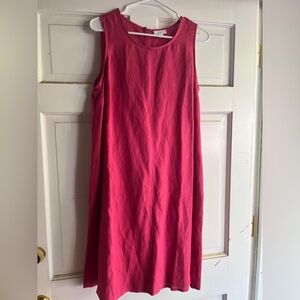 Linen blend a-line Sleeveless Pink Dress